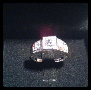 Natural Goshenite Zircon 925SS Gent's Ring